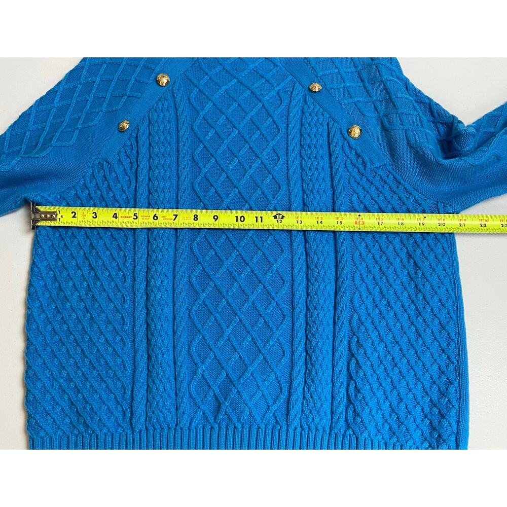 Talbots Women's Blue Mockneck Raglan Sleeve Cable Knit Sweater Size Large NWT - Picture 8 of 12